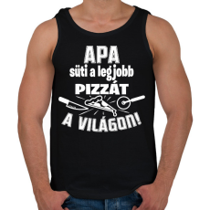 PRINTFASHION Apa süti a legjobb pizzát a világon - Férfi atléta - Fekete