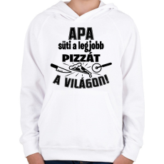 PRINTFASHION Apa süti a legjobb pizzát a világon - Gyerek kapucnis pulóver - Fehér