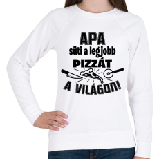 PRINTFASHION Apa süti a legjobb pizzát a világon - Női pulóver - Fehér