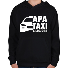 PRINTFASHION Apa taxi fehér - Gyerek kapucnis pulóver - Fekete