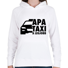 PRINTFASHION Apa taxi fekete - Női kapucnis pulóver - Fehér női pulóver, kardigán