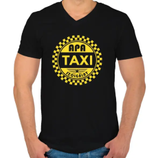 PRINTFASHION Apa taxi szolgálat - Férfi V-nyakú póló - Fekete