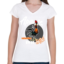 PRINTFASHION apa valamihez értek - Női V-nyakú póló - Fehér női póló