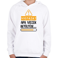 PRINTFASHION Apa viccek betöltése - Gyerek kapucnis pulóver - Fehér