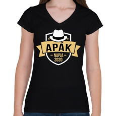 PRINTFASHION Apák napja 2020 - Női V-nyakú póló - Fekete