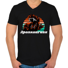 PRINTFASHION Apaszaurusz - Férfi V-nyakú póló - Fekete férfi póló