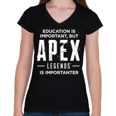 PRINTFASHION Apex Is Importanter (White) - Női V-nyakú póló - Fekete