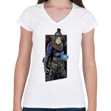 PRINTFASHION Apex Legends Wraith - Női V-nyakú póló - Fehér női póló