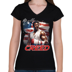 PRINTFASHION APOLLO CREED - Női V-nyakú póló - Fekete