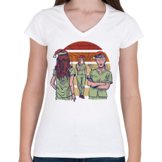 PRINTFASHION Ápoló Karácsony - Női V-nyakú póló - Fehér
