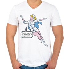 PRINTFASHION Ápoló vagyok, ez a szupererőm ! - Férfi V-nyakú póló - Fehér férfi póló