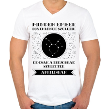 PRINTFASHION Április: Bika - Férfi V-nyakú póló - Fehér férfi póló