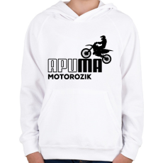 PRINTFASHION Apuma motor - Gyerek kapucnis pulóver - Fehér