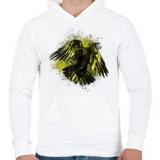 PRINTFASHION arany holló - Férfi kapucnis pulóver - Fehér férfi pulóver, kardigán