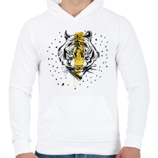PRINTFASHION Arany tigris - Férfi kapucnis pulóver - Fehér