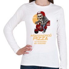 PRINTFASHION ARANYHORDÓ PIZZA - Női hosszú ujjú póló - Fehér női póló