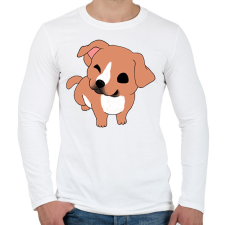 PRINTFASHION Aranyos amstaff/pitbull (barna) - Férfi hosszú ujjú póló - Fehér férfi póló