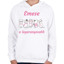 PRINTFASHION Aranyos cicás minta - Névvel - Gyerek kapucnis pulóver - Fehér gyerek pulóver, kardigán