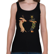 PRINTFASHION aranyos karácsonyi tacskók - Női atléta - Fekete női trikó