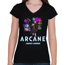 PRINTFASHION Arcane - LOL - Női V-nyakú póló - Fekete