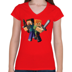 PRINTFASHION Archer Steve - Női V-nyakú póló - Piros