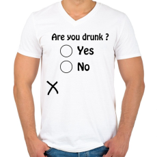PRINTFASHION Are you drunk ? - Férfi V-nyakú póló - Fehér