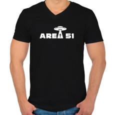 PRINTFASHION Area 51 - Férfi V-nyakú póló - Fekete