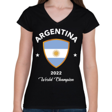 PRINTFASHION Argentina world champion 2 - Női V-nyakú póló - Fekete