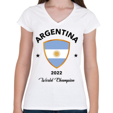 PRINTFASHION ARGENTINA WORLD CHAMPION - Női V-nyakú póló - Fehér női póló