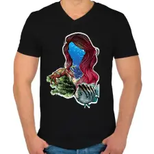 PRINTFASHION ariel - Férfi V-nyakú póló - Fekete férfi póló