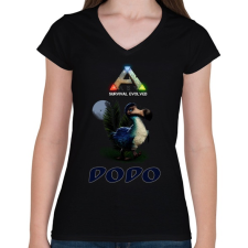 PRINTFASHION ARK-DODO - Női V-nyakú póló - Fekete női póló