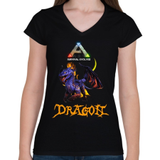 PRINTFASHION ark-dragon - Női V-nyakú póló - Fekete női póló