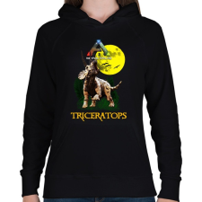 PRINTFASHION ARK TRICERATOPS - Női kapucnis pulóver - Fekete női pulóver, kardigán