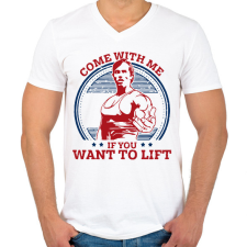 PRINTFASHION Arnold Gym - Férfi V-nyakú póló - Fehér férfi póló
