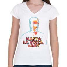 PRINTFASHION Arnold - Női V-nyakú póló - Fehér