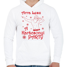 PRINTFASHION Arra lesz a Karácsonyi party - Férfi kapucnis pulóver - Fehér férfi pulóver, kardigán