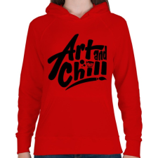 PRINTFASHION Art and chill! - Női kapucnis pulóver - Piros női pulóver, kardigán