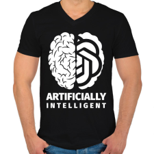 PRINTFASHION Artificially intelligent - Férfi V-nyakú póló - Fekete férfi póló