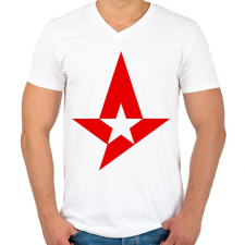 PRINTFASHION Astralis - Férfi V-nyakú póló - Fehér férfi póló