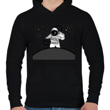 PRINTFASHION astronaut - Férfi kapucnis pulóver - Fekete férfi pulóver, kardigán