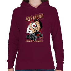 PRINTFASHION Ász garázs - Női kapucnis pulóver - Bordó