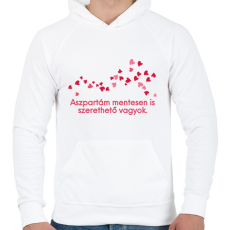 PRINTFASHION Aszpartám mentes Szerelem - Férfi kapucnis pulóver - Fehér
