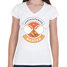 PRINTFASHION Asztalitenisz mester - Női V-nyakú póló - Fehér női póló