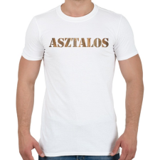 PRINTFASHION Asztalos - Fa mintás - Férfi póló - Fehér férfi póló
