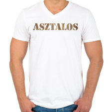PRINTFASHION Asztalos - Fa mintás - Férfi V-nyakú póló - Fehér férfi póló