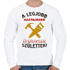 PRINTFASHION Asztalos szülinapja április színes - Férfi pulóver - Fehér férfi pulóver, kardigán
