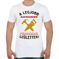PRINTFASHION Asztalos szülinapja február színes - Férfi póló - Fehér