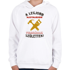 PRINTFASHION Asztalos szülinapja február színes - Gyerek kapucnis pulóver - Fehér gyerek pulóver, kardigán