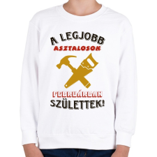 PRINTFASHION Asztalos szülinapja február színes - Gyerek pulóver - Fehér gyerek pulóver, kardigán