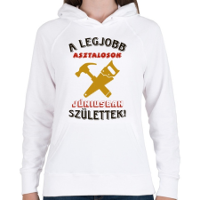 PRINTFASHION Asztalos szülinapja június színes - Női kapucnis pulóver - Fehér női pulóver, kardigán